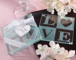 "Clearly in Love" LOVE Glass Coasters (Set of 2)
