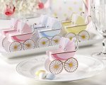 Classic Pram Favor Boxes with Unique Expanding Bonnets Set of 24